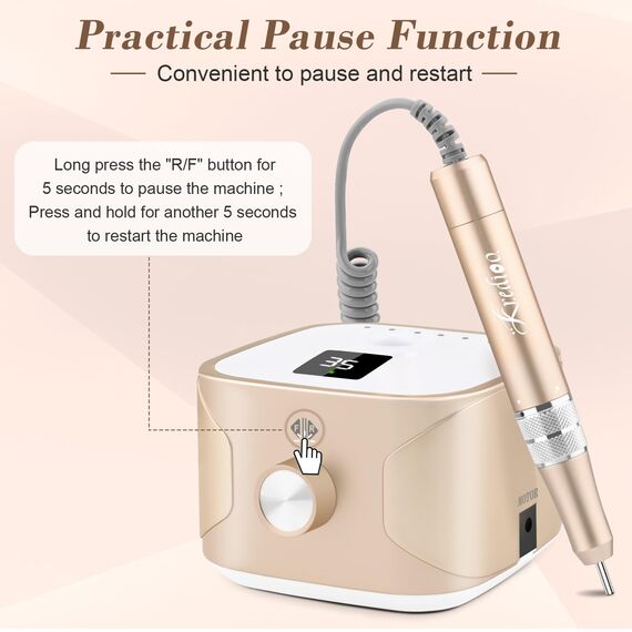 Nagelfräser für Gelnägel 35000 U/Min, Kredioo 11 in 1 Elektrische Nagelfräser mit LED Display Fräser Maniküre Pediküre Set für Salon und Zuhause