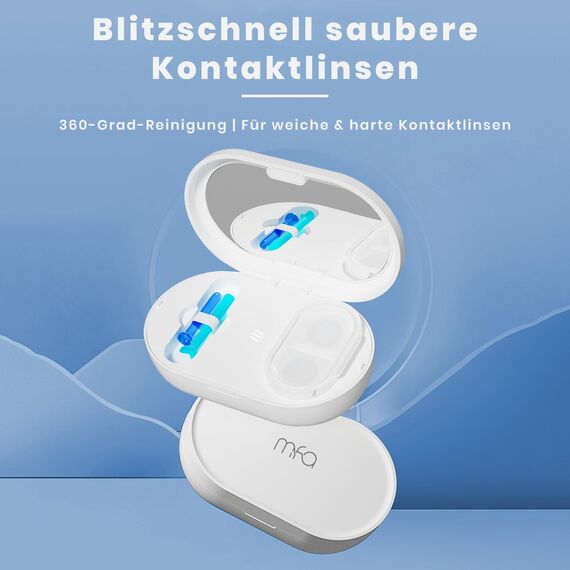mfa® | Ultraschallreinigungsgerät für weiche & harte Kontaktlinsen | Kontaktlinsenreiniger & Proteinentferner | Mini Ultraschallreiniger mit USB Ladegerät | Ultrasonic Eye Contact Lenses Cleaner