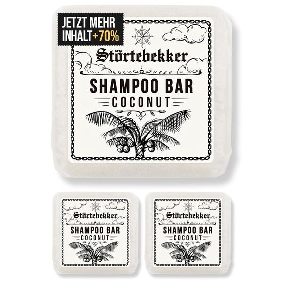 Störtebekker® Premium Shampoo Bar Kokos (3x) - Festes Shampoo Herren & Damen - 3in1 Duschseife Männer für Haare, Kopfhaut & Bart - Feuchtigkeitsshampoo - vegan, handgefertigt - 3x100g