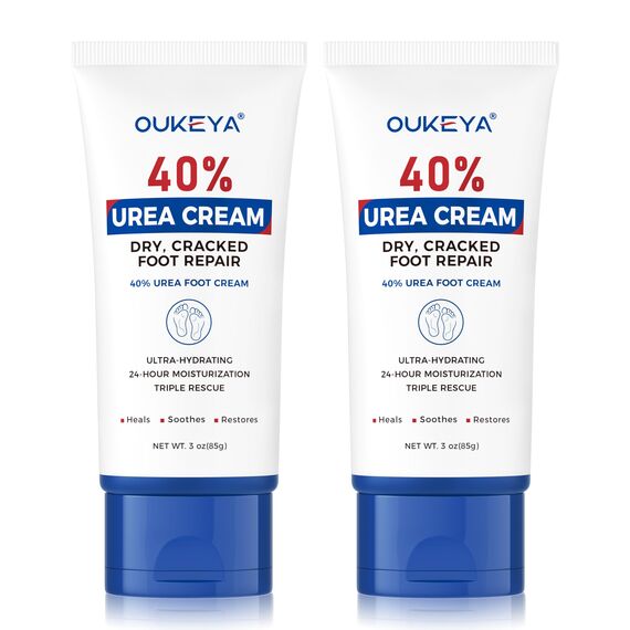 OUKEYA Urea-Creme 40 Prozent für Fuß und Hände, Urea Cream Fuß, Fußcreme, Harnstoffcreme für Trockene, Rissige Füße, Anti Hornhaut, für Hände, Fersen, Ellenbogen, Ideal für Unterwegs, 85g, 2er Pack
