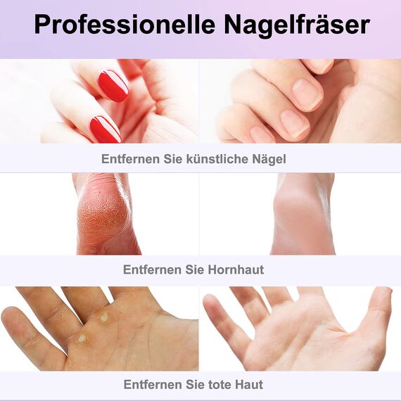COSLUS Kabellos Tragbar Elektrische Nagelfräser, 11 in 1 Profi Maniküre und Pediküreset, Elektrische Nagelfeile für Gelnägel und Acrylnägel, Nagelformen, Polieren, Entfernen von Hornhaut