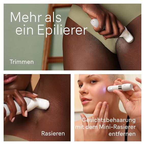 Braun Silk-épil 9, Epilierer Damen / Haarentferner für langanhaltende Haarentfernung, Ladyshaver, Facespa Gesichtshaarentferner, Rasieraufsatz, Trimmeraufsatz, 9-341, Weiß/Silber