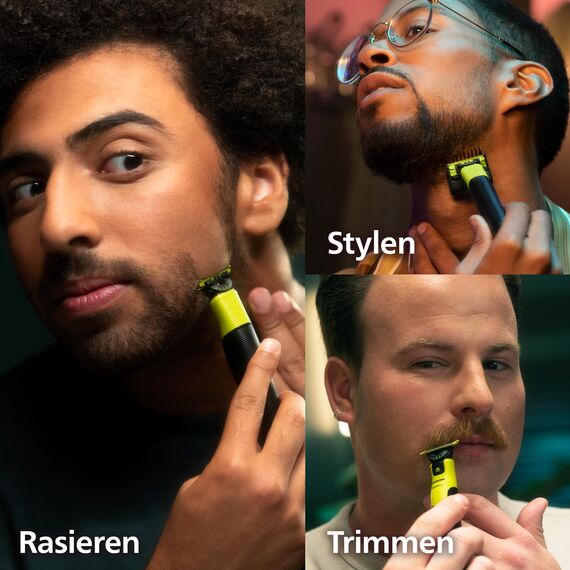 Philips OneBlade 360 Face & Body mit App-Anbindung - Elektrischer Bartschneider, Rasierer und Bodygroom mit 360-Technologie, verstellbarer 5-in-1-Trimmaufsatz, 1x Körper-Kit, Reiseetui, QP4631/65
