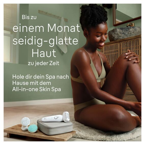 Braun Silk-épil 9 SkinSpa All-in-One Set, Epilierer Damen, Haarentferner für Langanhaltende Haarentfernung, Ladyshaver, Facespa Gesichtshaarentferner, 9-381, Weiß, Silber