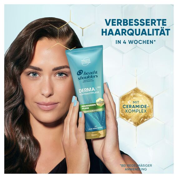 head & shoulders DermaXPro Beruhigende Pflege Leichte Spülung 220ml; Aloe Vera-Extrakt und Ceramide-Komplex; Spendet dem Haar Feuchtigkeit, Beruhigt Trockene, Juckende Kopfhaut, Schützt vor Schuppen