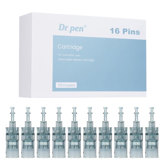 Dr. pen Ultima M8/M7S Cartridges 16 Pins - 10 Stück für Aknenarben, Narben, Vertiefungen und Streifenbehandlung - Authentische Dr pen Ultima M8/M7S Patronen(10 Stück, 16 Pins für M8/M7S)