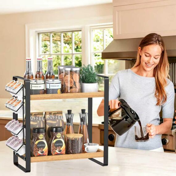 LEMIKKLE Kaffeebar-Zubehör und Kaffeetassenhalter, Küchenorganizer und -aufbewahrung, Gewürzregal-Organizer für Arbeitsplatte, Küche (Kaffeestations)