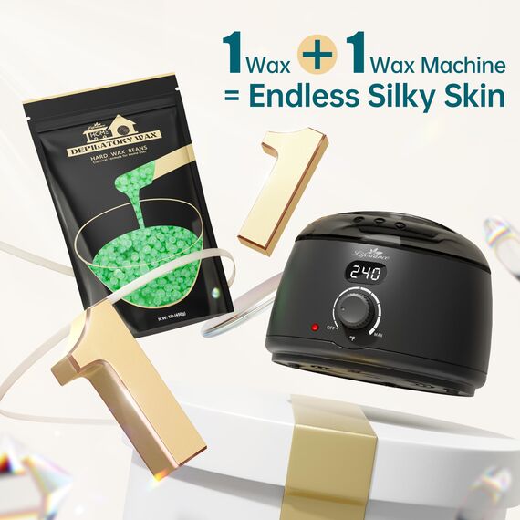 Lifestance 450g Wachsperlen mit 10 Holzspatel für Enthaarung, Aloe Green Wachs Haarentfernung Wachsperlen für Brazilian Waxing Ganzkörper Intim,Gesicht, Körper, Beine und Arme