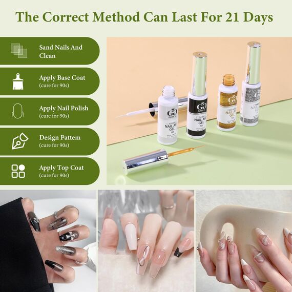 Gel Liner Nail Polish Pen 12 Farben Nagellack, Nageldesign, Farbgel für Gelnägel Eingebauter Dünner Nail Art Pinsel UV Gel Starterset Malerei Gelpolitur Set For Drawing Lines (4 PCS)