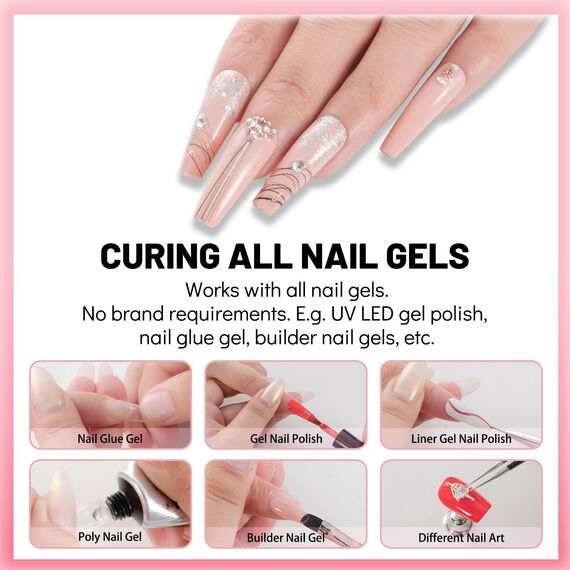 Aokitec Mini UV LED Nagellampe UV Lampe für Gelnägel Tragbarer Nageltrockner für alle Gelnagellacke, Aushärtungswerkzeug in Mausform Kompakt Leicht mit USB Kabel (Rosa)