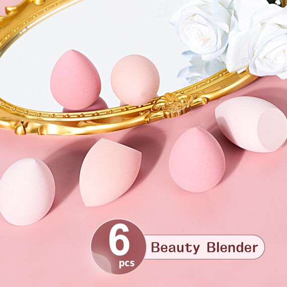 AiQInu 6 stück Make Up Schwamm, Foundation Beauty Blender, Makeup Sponge Set, Beauty Sponge für Flüssiges Foundation Puder, Foundation Puff Kosmetik Werkzeug