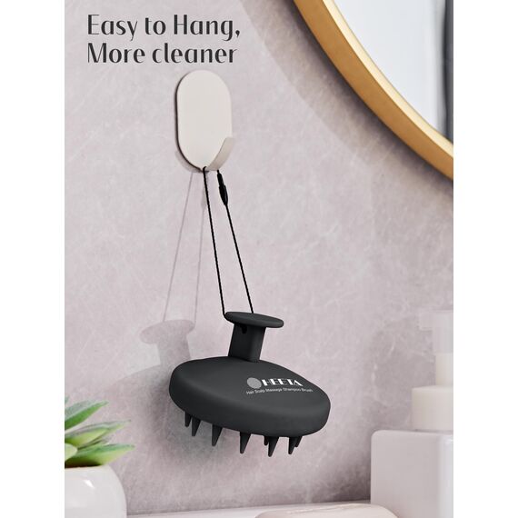 HEETA Kopfhaut Massagebürste Silikon, Haar Massagebürste mit Weichen Borsten, Integriertes Silikon-Design, Shampoo-Bürste für nasses und trockenes Haar, Dunkles Schwarz