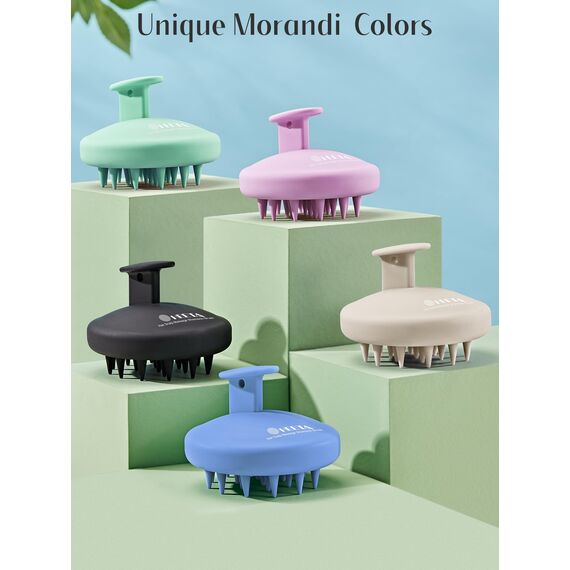 HEETA Kopfhaut Massagebürste Silikon, Haar Massagebürste mit Weichen Borsten, Integriertes Silikon-Design, Shampoo-Bürste für nasses und trockenes Haar, Haferflockenfarbe