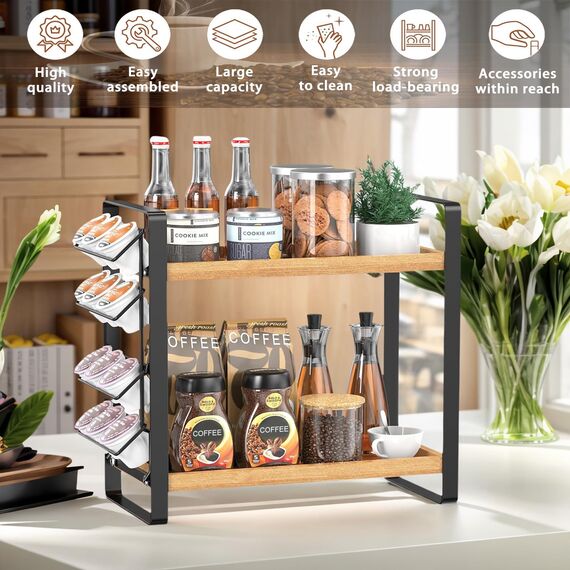 LEMIKKLE Kaffeebar-Zubehör und Kaffeetassenhalter, Küchenorganizer und -aufbewahrung, Gewürzregal-Organizer für Arbeitsplatte, Küche (Kaffeestations)