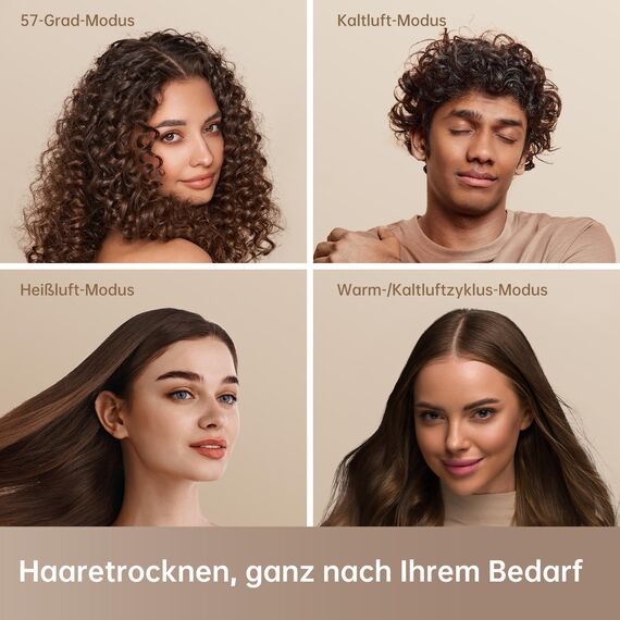 DREAME Hair Glory Combo Haartrockner,Trocknet schnell,110.000 Umdrehungen pro Minute,Luftstrom70m/s,Negativ-Ionen-Technologie,Temperatur-und Luftgeschwindigkeitsregelung,Düse Diffusor,Geräuscharm,Weiß