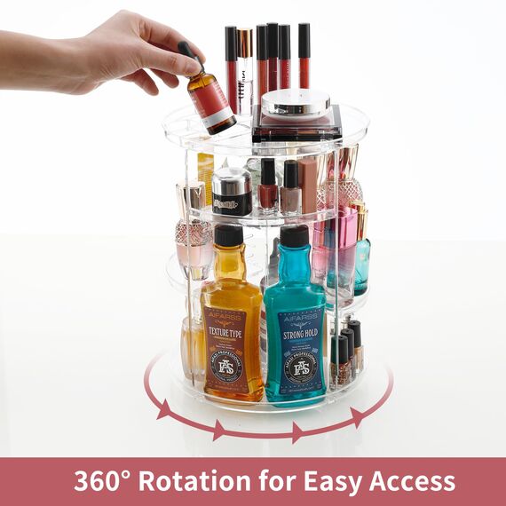 Kosmetik Make Up Organizer,360°Drehbar Aufbewahrung,Transparent Adjustable Multifunctional for Dresser, Kosmetik-Organizer für Schminktisch, Kommode, Schlafzimmer,Bad.