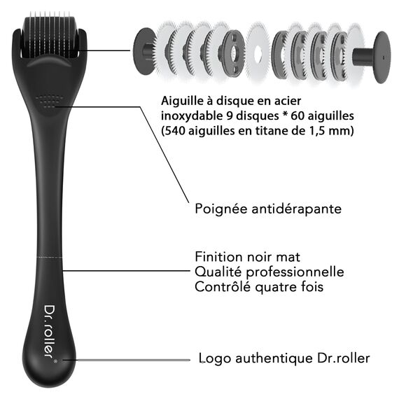 Dr.roller Derma Roller 1,5 mm, Bartroller Bartwuchs, Derma Roller Haare Kopfhaut, Derma Roller Bart Roller, Microneedling Roller mit 540 Mikro Titan Nadeln für Gesicht, Kopfhaut, Haarverlust, Narben