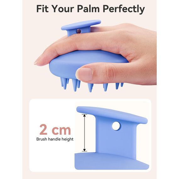 HEETA Kopfhaut Massagebürste Silikon, Haar Massagebürste mit Weichen Borsten, Integriertes Silikon-Design, Shampoo-Bürste für nasses und trockenes Haar, Blau