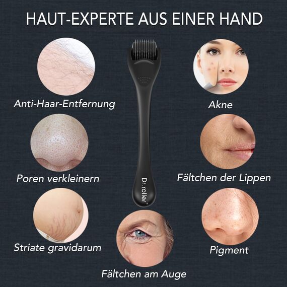 Dr.roller Derma Roller 1,5 mm, Bartroller Bartwuchs, Derma Roller Haare Kopfhaut, Derma Roller Bart Roller, Microneedling Roller mit 540 Mikro Titan Nadeln für Gesicht, Kopfhaut, Haarverlust, Narben