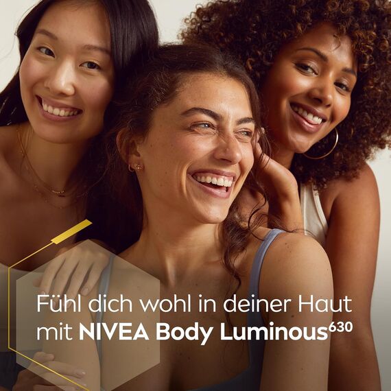 NIVEA LUMINOUS630 Body Creme Anti-Dehnungsstreifen & -Pigmentflecken, Bodylotion gleicht Unterschiede im Hautton aus, leichte Textur und spendet 48h Feuchtigkeit (200 ml)