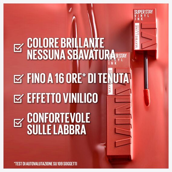 Maybelline New York, SuperStay Vinyl Ink, Lippenfarbe mit glänzendem, vinyleffekt und einer Haltbarkeit von bis zu 16 Stunden. Formel ohne Abfärben, Farbe 105 Golden – 2 Lippenstifte mit