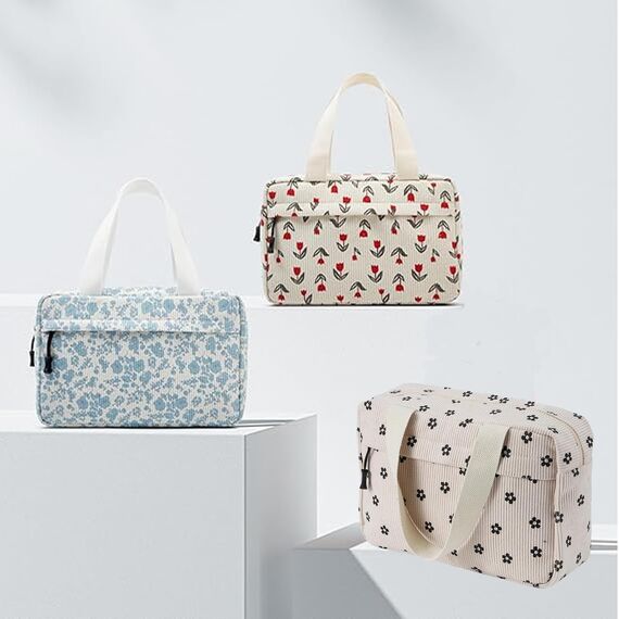 Jiliyote Kulturtasche Cord Damen Große Kosmetiktasche Make-up Tasche Kosmetikbeutel Kord Cosmetic Bag Reise Kosmetikbeutel für Travel mädchen Damen