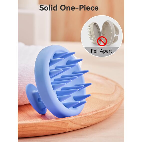 HEETA Kopfhaut Massagebürste Silikon, Haar Massagebürste mit Weichen Borsten, Integriertes Silikon-Design, Shampoo-Bürste für nasses und trockenes Haar, Blau