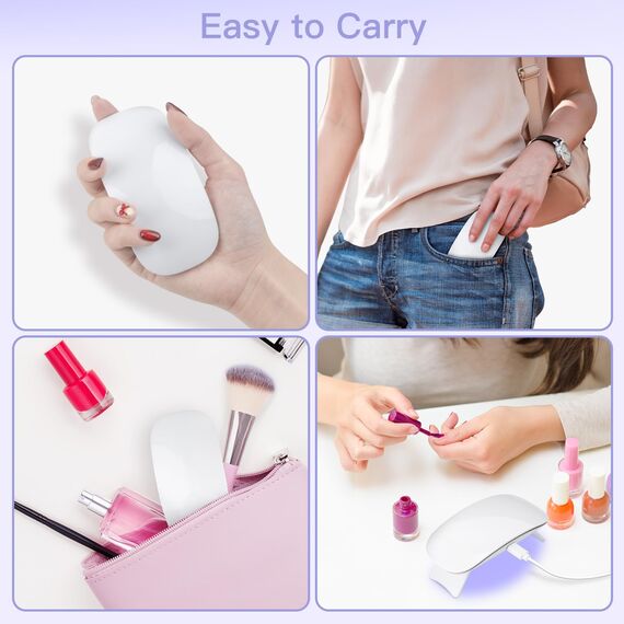 Madenia Mini UV Lampe für Gelnägel, 6W USB Portable Nageltrockner, UV LED Lampe Nägel mit 60s Timer, Mini UV Nagellampe für Gel Nagellack, Gelnägel, Shellact für Anfänger, Weiß