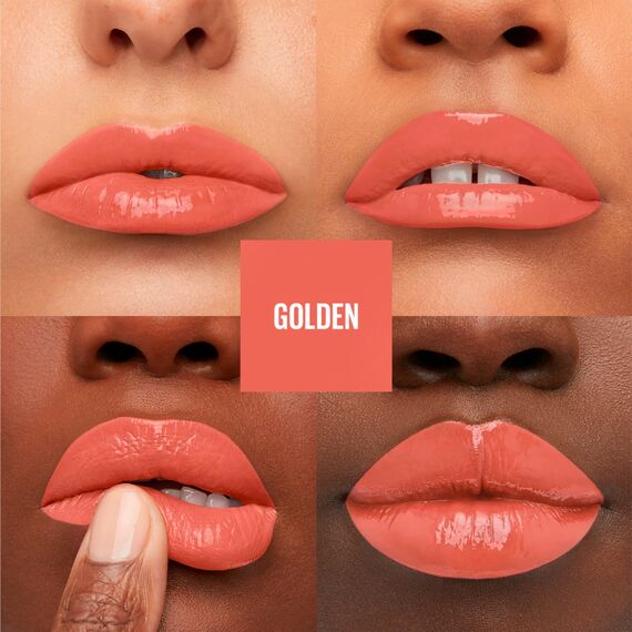 Maybelline New York, SuperStay Vinyl Ink, Lippenfarbe mit glänzendem, vinyleffekt und einer Haltbarkeit von bis zu 16 Stunden. Formel ohne Abfärben, Farbe 105 Golden – 2 Lippenstifte mit