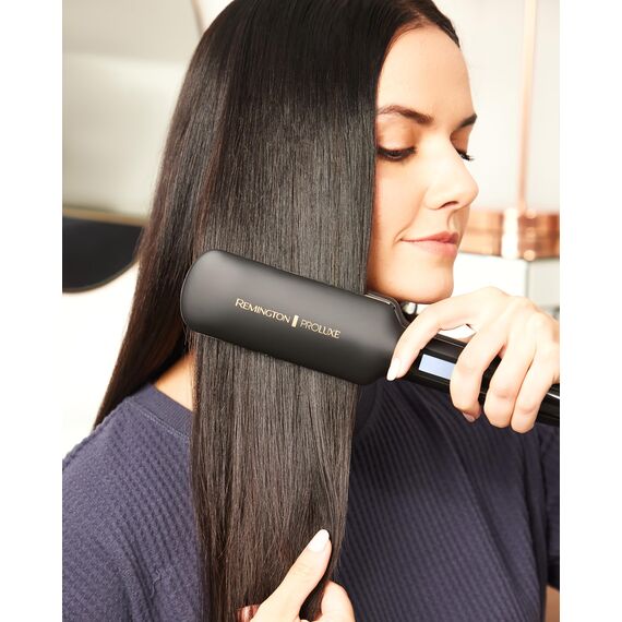 Remington Glätteisen [extra breite Keramikstylingplatten 110 x 50mm] Proluxe (OPTIheat Technologie, Pro+Einstellung für schonendes Styling, digitales Display, schnellaufheizend) Haarglätter S9150B