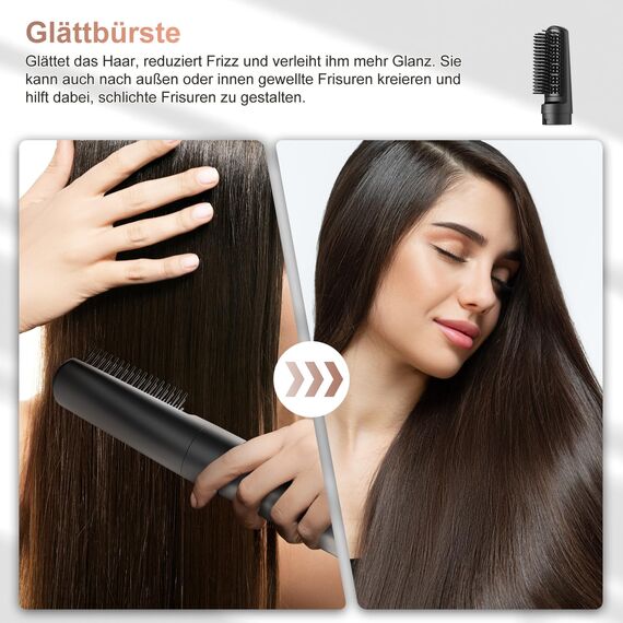 6 in 1 Airstyler, Ionen Föhn, Multifunktionaler Hairstyler, 110000 U/Min, Professioneller Warmluftbürste, Lockenstab Automatisch, Glätteisen, Zum Styling, Volumisieren, Locken und Glätten