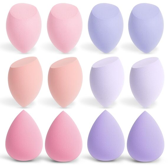 AiQInu 12 stück Make Up Schwamm, Foundation Beauty Blender, Makeup Sponge Set, Beauty Sponge für Flüssiges Foundation Puder, Foundation Puff Kosmetik Werkzeug