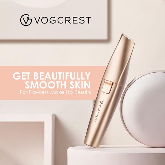 VG VOGCREST Augenbrauen-Gesichtstrimmer 2 in 1 Wiederaufladbare Gesichtshaarentfernung und Augenbrauenrasierer - Gesicht Lippen Körper Schmerzloser Gesichtsrasierer mit eingebauter LED (Rosé gold)