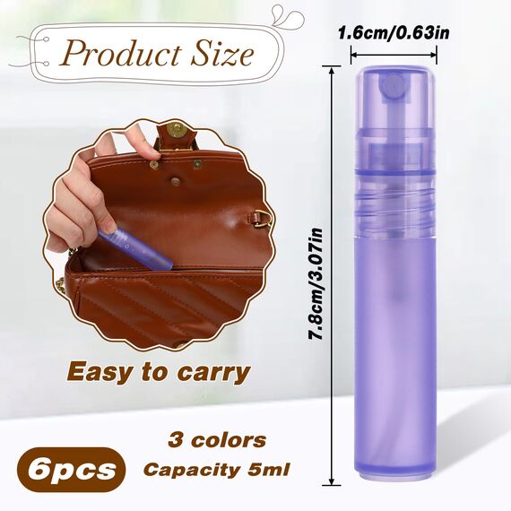 Mozeat Lens 6 Stück Tragbare Parfüm Nachfüllbar 5 ml Sprühflasche Mini Kunststoff Parfümzerstäuber Leere Reiseflasche Parfüm Probenflaschen für Reisen Ausgehen, 3 Farben