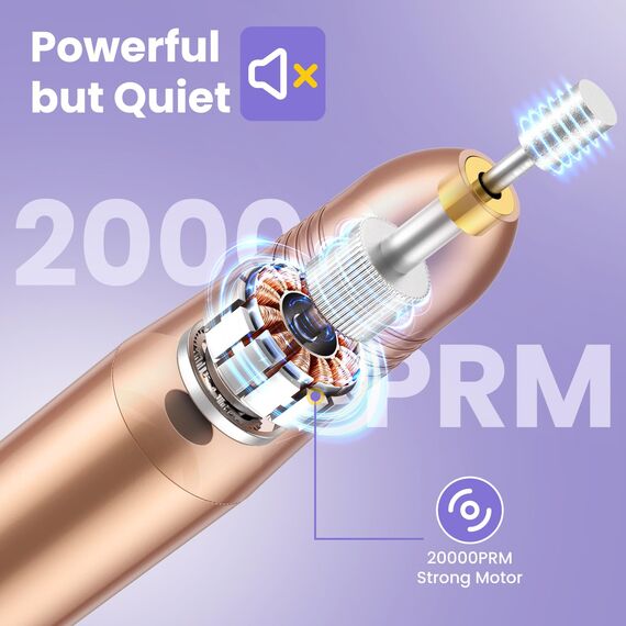 Nagelfräser für Gelnägel, Nagelfräser Elektrische Nagelfeile 20000 u/Min, Verstellbare Geschwindigkei Fräser für Gelnägel, Nail Drill Professionell Maniküre Pediküre Set