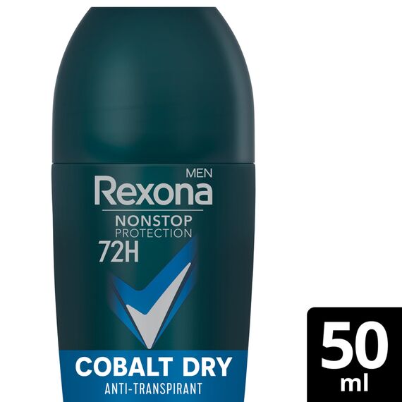 6x Rexona Men Nonstop Protection Anti Transpirant Deo Roll-On Cobalt Dry mit 72 Stunden Schutz vor Schweiß und Körpergeruch 50 ml