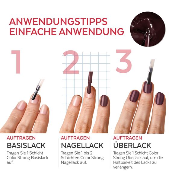 Nagelhärter Lack mit Biotin, Silizium und Keratin - Stärkt und repariert beschädigte, geschwächte, brüchige Nägel durch Gel-Nagellack, Alterung – Dunkelrot - Hände & Füße - Swiss Made
