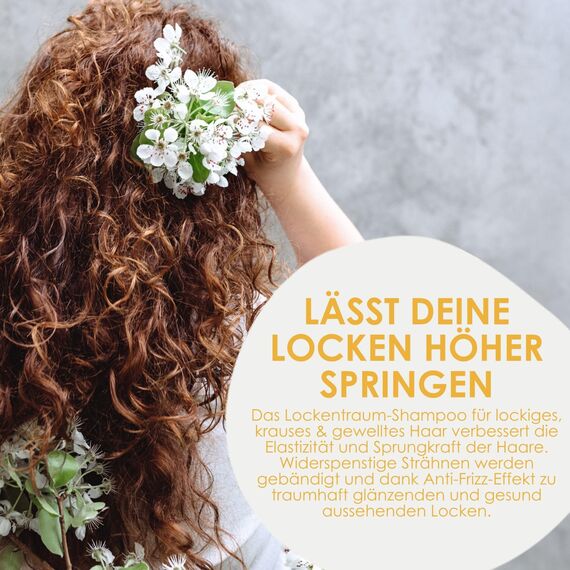 Jean & Len Lockentraum Shampoo Mango & Matcha, bändigt widerspenstiges und krauses Haar, verringert Spliss, pflegt & definiert natürliche Wellen und Locken, ohne Parabene & Silikone, vegan, 300ml
