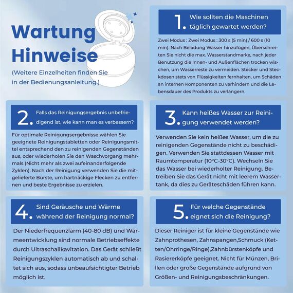 Ultraschallreinigungsgerät 48000Hz Ultraschallreiniger | 24W | 180ML | Ultrasonic Cleaner mit UV Lampe Ultraschallbad für | Zahnersatz | Retainer | Aligner | Prothesen | Zahnschiene | Schmuck | (Weiß)