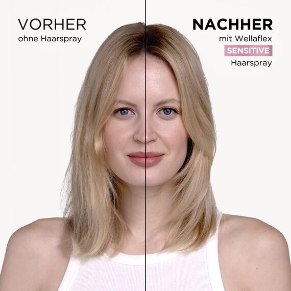 Wellaflex Sensitive Haarspray für Frauen | Bis zu 48 Std. starker Halt | Parfümfrei | Sanft zur Kopfhaut, dermatologisch getestet | Vegane Formel | Haltegrad 3 | 250ml