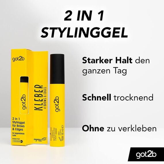 Syoss Augenbrauen Kit Augenbrauenfarbe 1–1 Schwarz Stufe 3 (17 ml) für einen natürlichen Look & got2b Kleber 4 Brows & Edges (16 ml), 2in1 Brow Gel & Haar Mascara, Stylinggel