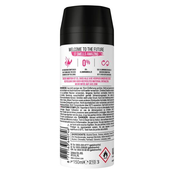 AXE Bodyspray Anarchy for Her Deo Deospray ohne Aluminiumsalze 8x 150ml Frauen Damen Deodorant mit 48 Stunden Schutz