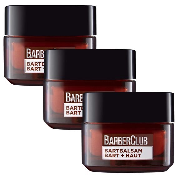 L'Oréal Men Expert Bartbalsam Bart + Haut für Männer, Unterstützung beim gesunden Bartwachstum, Bartpflege für Herren mit ätherischem Zedernholzöl, Barber Club, 1 x 50 ml (Packung mit 3)
