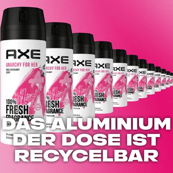 AXE Bodyspray Anarchy for Her Deo Deospray ohne Aluminiumsalze 8x 150ml Frauen Damen Deodorant mit 48 Stunden Schutz