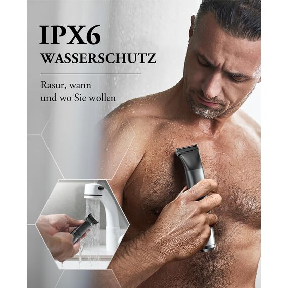 Intimrasierer Mann, kensen 2 in 1 Rasierer Herren Intimbereich Wasserdicht Körperrasierer Herren Typ-C Bodygroom Herren Nass Trocken Intim Rasierer Männer Beine Brust Achselhöhle Leiste Aufsteckkämme