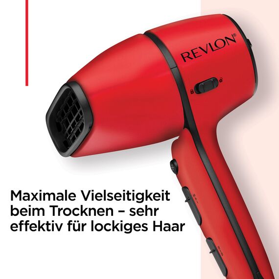 Revlon Haartrockner mit Luftstromregelung || kompakter Trockner mit eingebauter Frisierdüse und Lockenverstärkungs-Diffusor, 2000W || RVDR5320