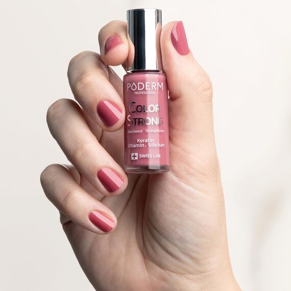 Nagelhärter Lack mit Biotin, Silizium und Keratin - Stärkt und repariert beschädigte, geschwächte, brüchige Nägel durch Gel-Nagellack, Alterung – Rosewood - Hände & Füße - Swiss Made