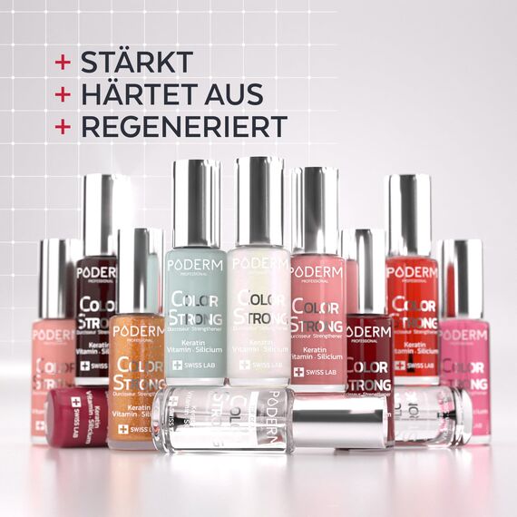 Nagelhärter Lack mit Biotin, Silizium und Keratin - Stärkt und repariert beschädigte, geschwächte, brüchige Nägel durch Gel-Nagellack, Alterung – Allurarot - Hände & Füße - Swiss Made