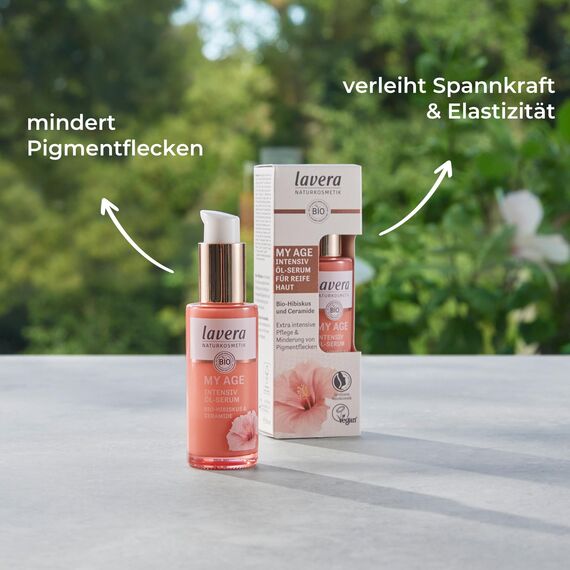 lavera MY AGE Öl-Serum - mindert Pigmentflecken - Gesichtspflege für reife Haut - feuchtigkeitsspendend- vegan - Naturkosmetik - 30 ml