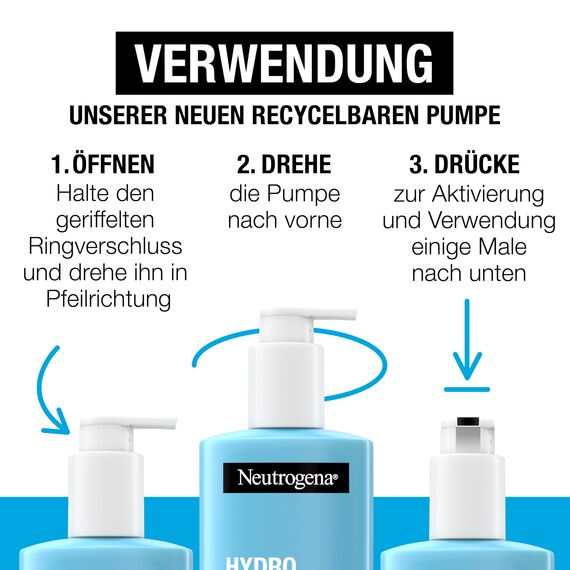 Neutrogena Hydro Boost Bodylotion Gel, ultra-leichte Formel für geschmeidige Haut, feuchtigkeitsspendende Körperlotion mit 17Prozent Glycerin + Hyaluronsäure, Körpercreme-Gel für alle Hauttypen 250 ml